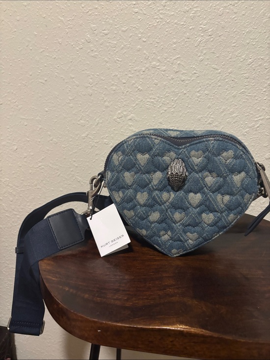 Kurt Geiger Handbags - Kurt Geiger Blue Heart Quilted Denim Crossbody Bag